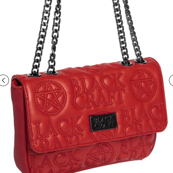 Blackcraft Cult Red Quilted PU Leather Crossbody Shoulder Bag NEW - Picture 2 of 3